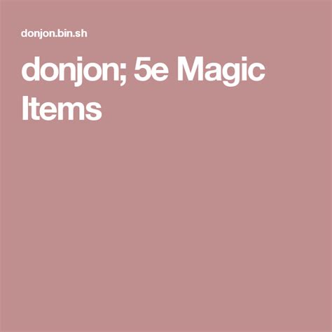 Donjoh magic items